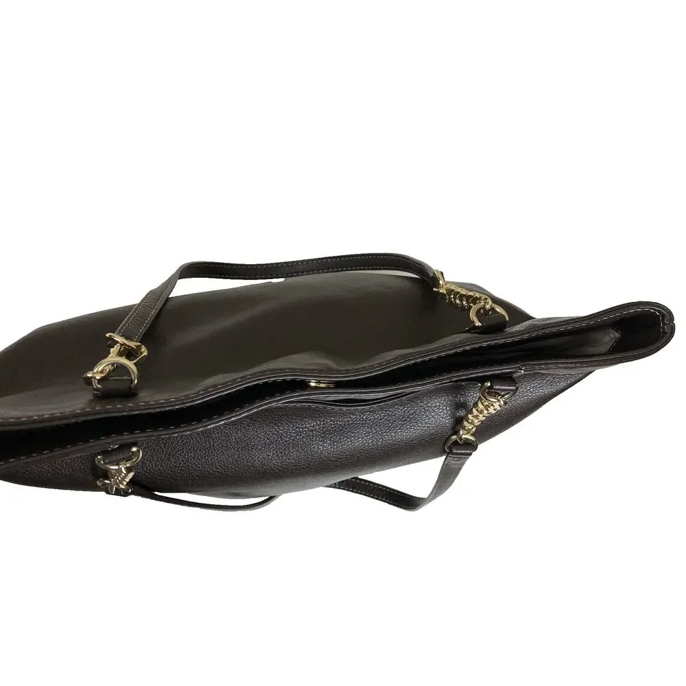 Michael Kors Brown Leather Hand Bag Chain‎ Link & Leather Dual Shoulder Straps